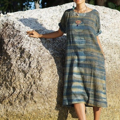 Robe, robe indigo, robe tie dye, robe coton indigo, robe coton, tunique shibori, robe tie dye shibori, tunique tie dye, robe tie dye, kaftan
