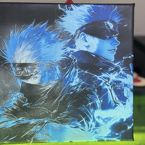 Toile manga gravée gojo et kakashi