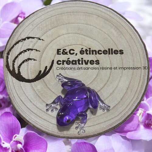 Grenouille violette avec petite clé intérieur