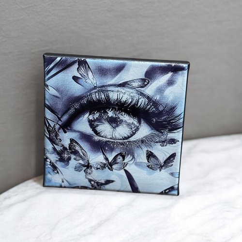 Toile gravée oeil gris