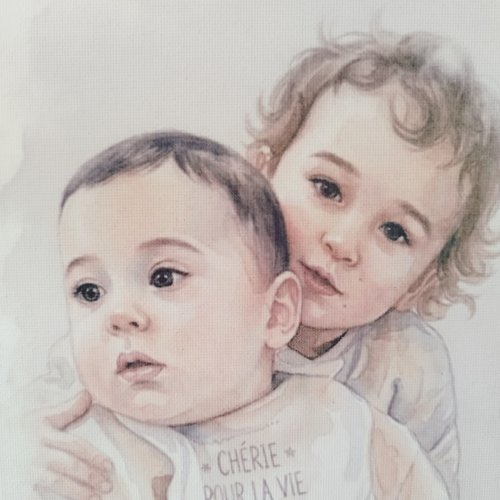 Portrait aquarelle a4  d'après photos