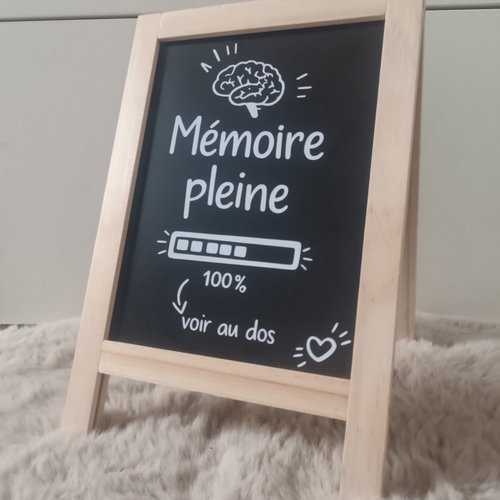 Mini tableau ardoise double face humoristique - "mémoire pleine