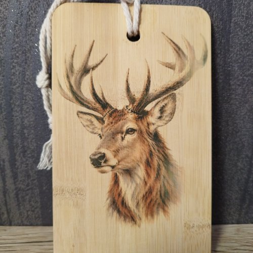 Décoration en bois motif cerf 11,19 cm - fait main