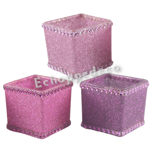 Bougeoir carrés " camaïeu de rose "
