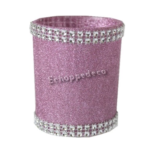 Bougeoir verre pailleté rose strass argent