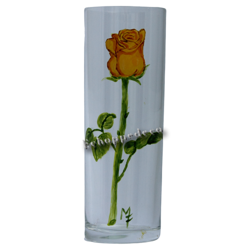 Vase " rose tige jaune "