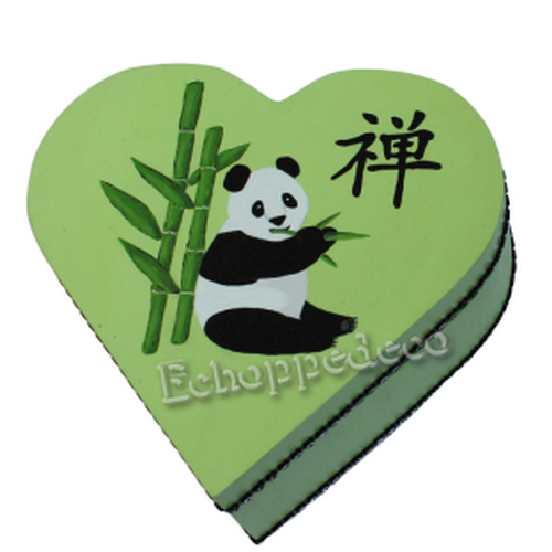 Boite bois cœur " panda bambou "