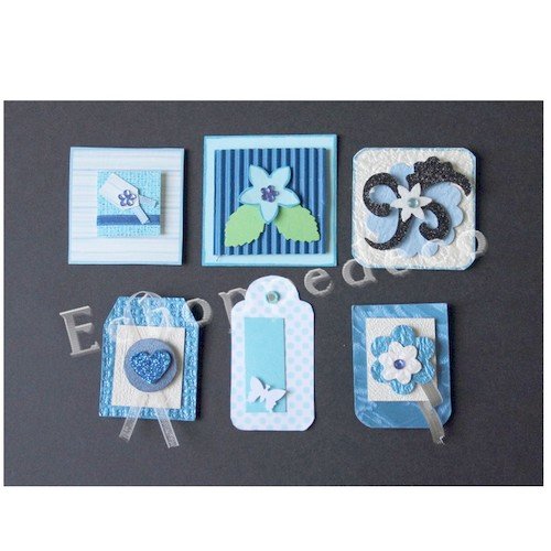 Lot d’embellissements scrapbooking '' ton bleu ''