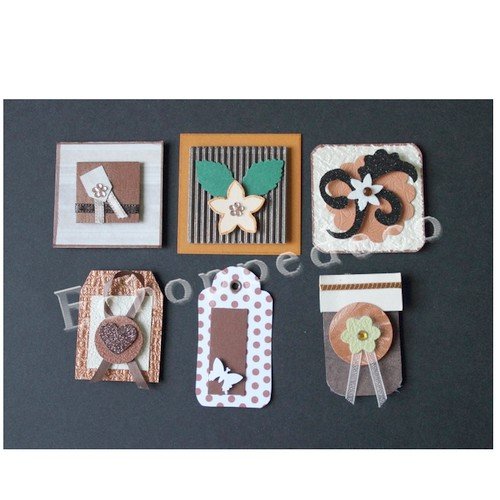 Lot 6 embellissements scrapbooking '' ton marron cuivre ''