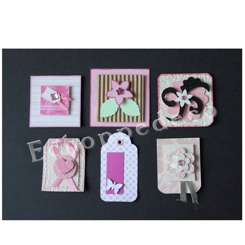 Lot 6 embellissements scrapbooking '' ton rose ''