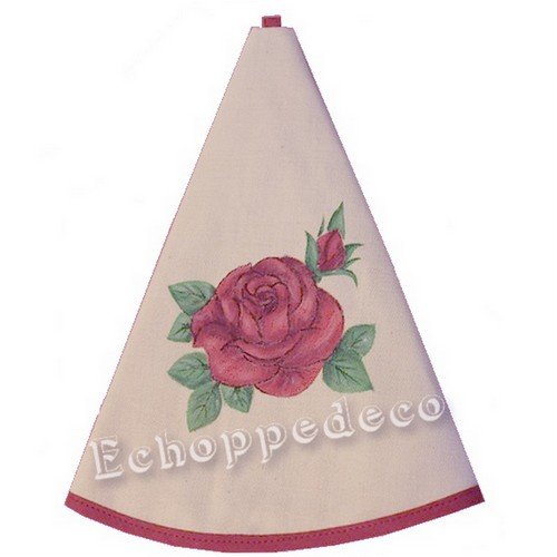 Essuie main rond " rose rouge "