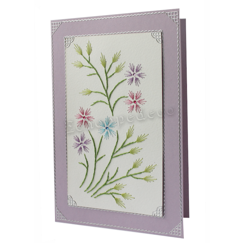 Carte brodée "  fleurettes "