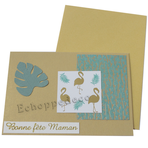 Bonne fête maman " flamands, feuille tropicale "