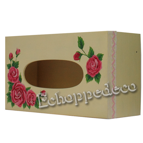 Boîte à mouchoirs bois " aux roses "