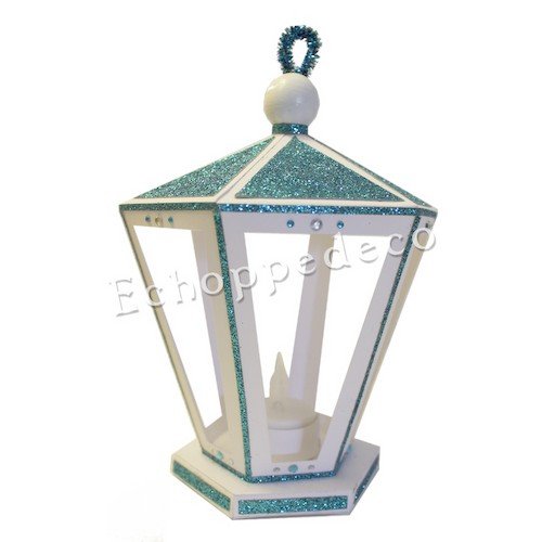 Lanterne " turquoise blanche "