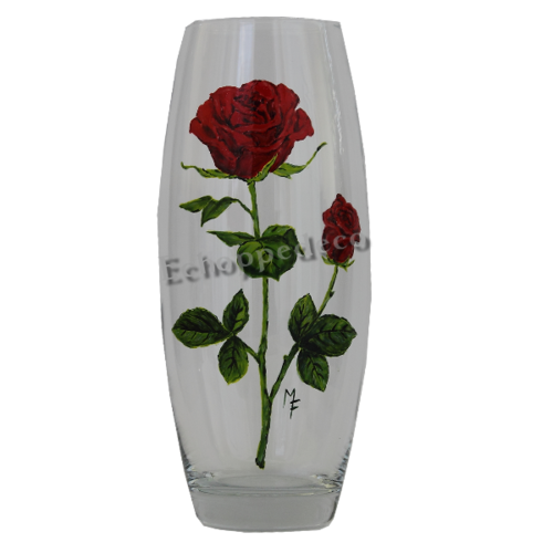 Vase " rose rouge et bouton "