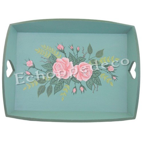 Plateau bois " roses corail "