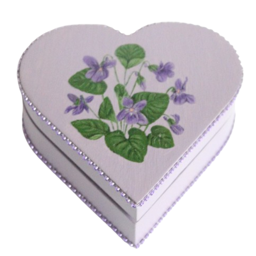 Boite cœur " bouquet de violettes "