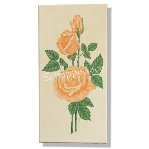 Tableau " rose et boutons corail "