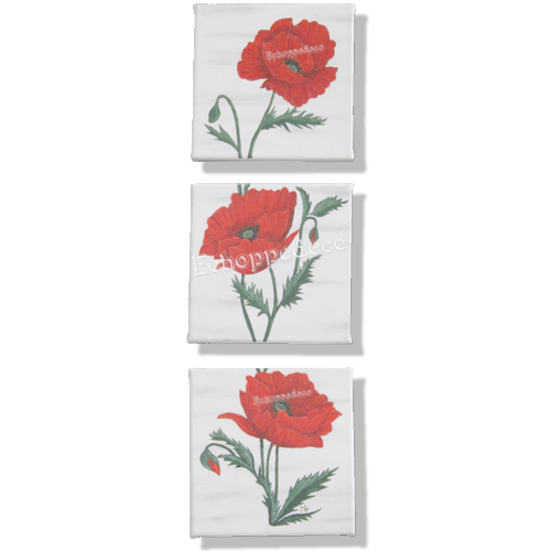 Tableau "  coquelicots " triptyque