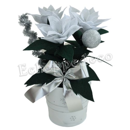 Composition florale noël  " poinsettias blanc "