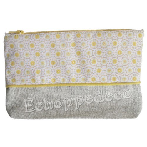 Trousse à maquillage " petites fleurs jaune "