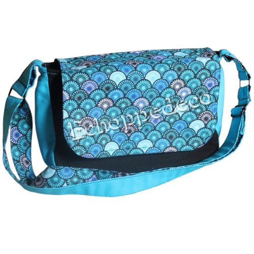 Sac besace " ecailles bleu "