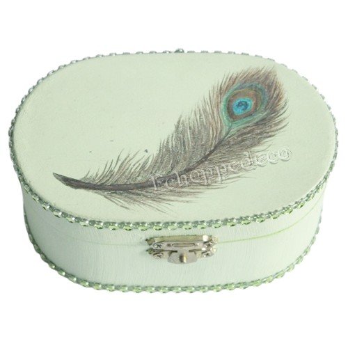 Boite ovale " plume de paon "