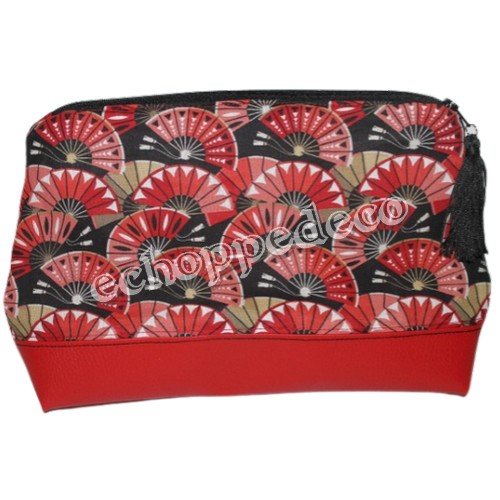 Trousse de toilette femme " eventail rouge "