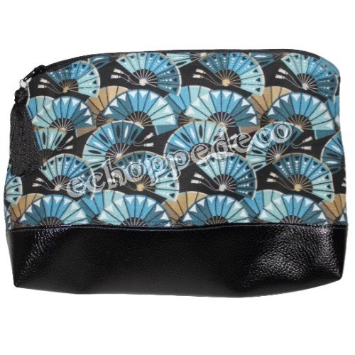 Trousse de toilette femme " eventail bleu "