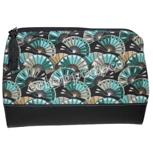 Trousse de toilette femme " eventail vert "