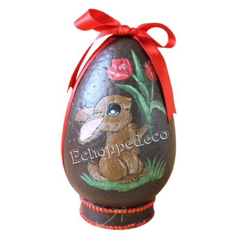 Œuf polystyrène " chocolat noir lapin tulipe "