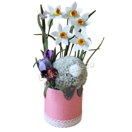 Lapin de pâques " narcisses et crocus "