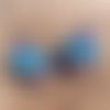Boucles d'oreilles pendantes artisanales en macramé - prisme bohème bleu