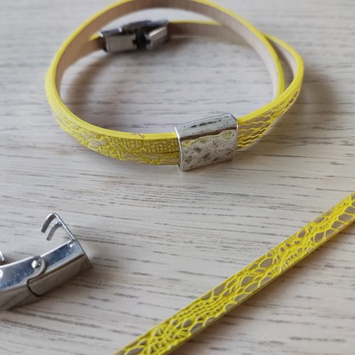 Kit bracelet double tour en cuir 5mm jaune doré