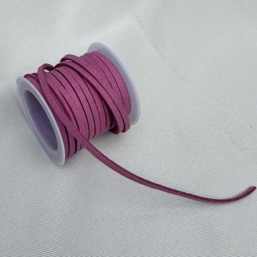 1 m cordon plat 3 mm violet clair en suédine