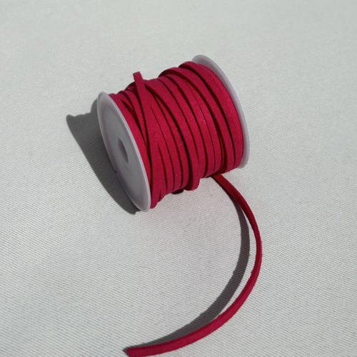 1 m cordon plat 3 mm rose fuschia en suédine
