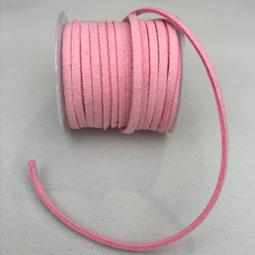 1 m cordon plat 3 mm rose clair en suédine