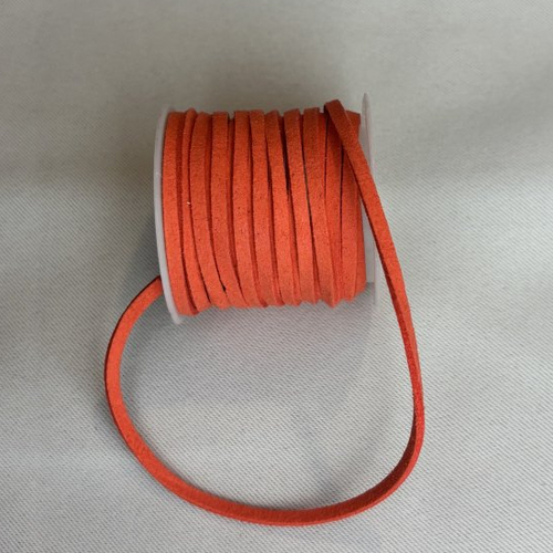 1 m cordon plat 3 mm  orange en suédine