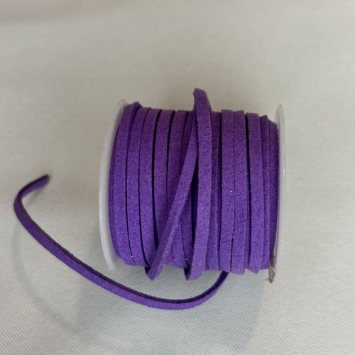 1 m de cordon plat 3 mm  violet en suédine
