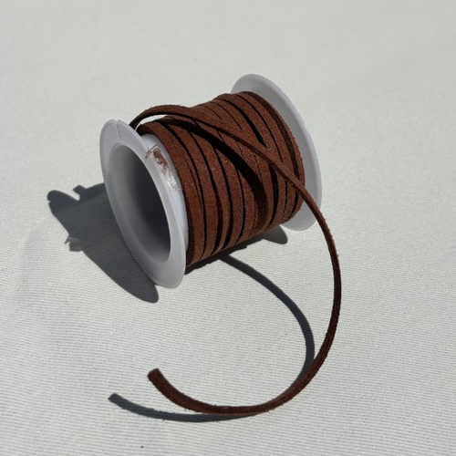 1 m de cordon plat 3 mm  marron en suédine