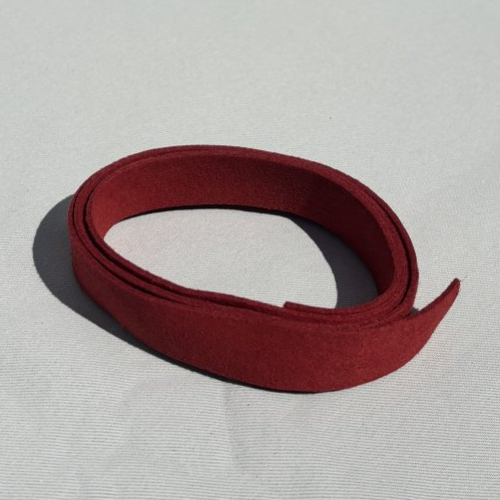 1 m de cordon plat 2 cm largeur rouge en suédine