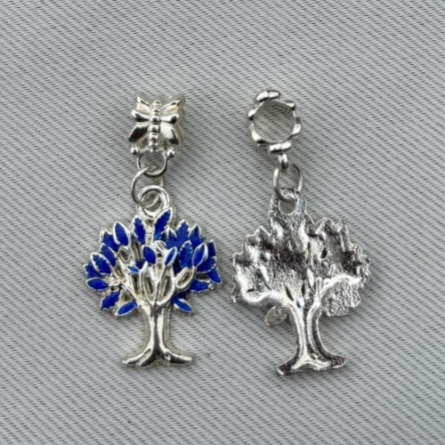 1 breloque charm arbre de vie bleu