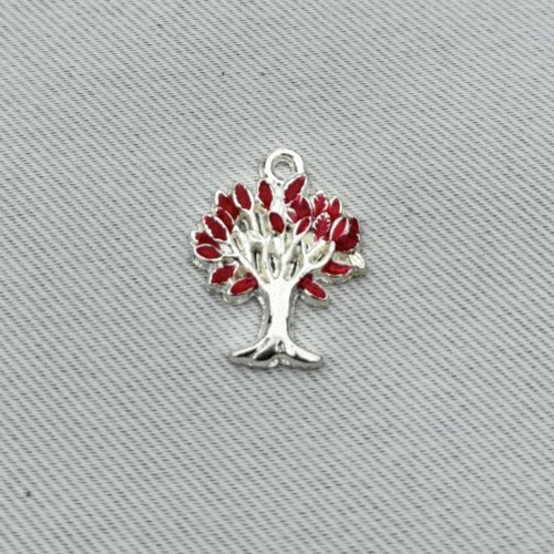 1 breloque arbre de vie rouge