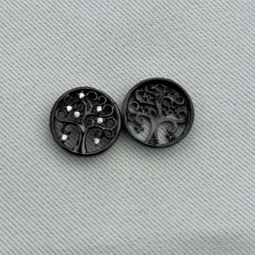 1 intercalaire séparateur arbre de vie filigrané en laiton 5 mm gun métal pour cordon plat de diamètre 1,5 cm