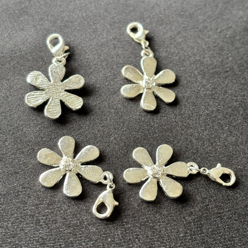 01 charm breloque fleure avec strass