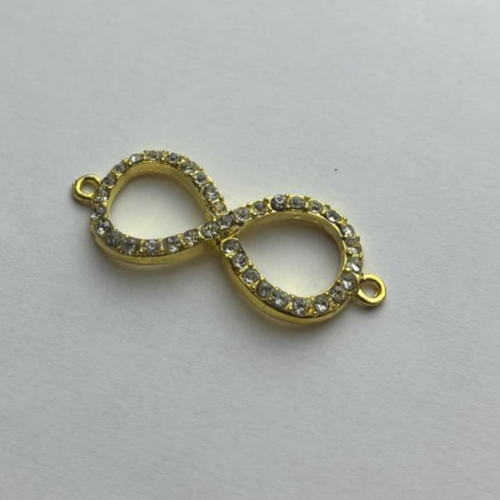 Pendentif séparateur infini en métal doré avec strass