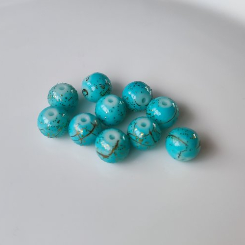 Lot de 10 perles en verre de 6mm peintes (6 coloris au choix)