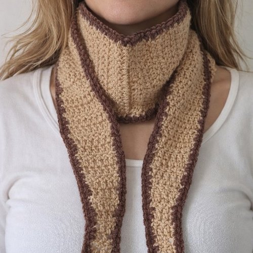 Écharpe beige et marron