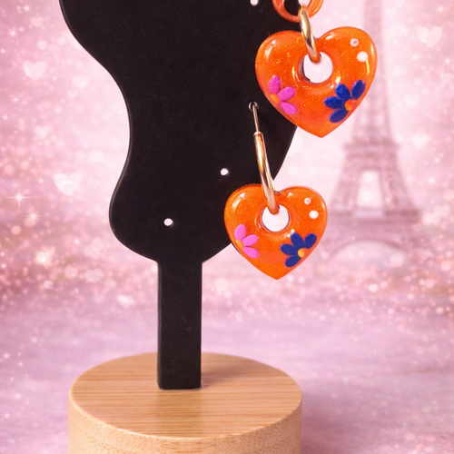 Pampilles cœur boucles d'oreilles